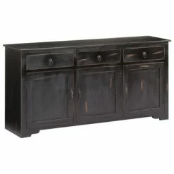VidaXL Buffet Noir 160 x 40 x 80 cm Bois de manguier massif