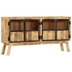 VidaXL Buffet Marron et noir 160x30x80 cm Bois de manguier solide brut