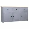 VidaXL Buffet Gris 135x40x80 cm Pin solide Assortiment Panama