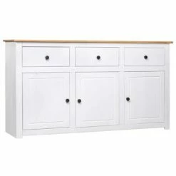 VidaXL Buffet Blanc 135x40x80 cm Pin solide Gamme Panama