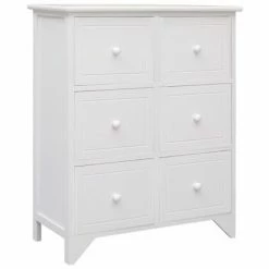 VidaXL Armoire latérale et 6 tiroirs Blanc 60x30x75 cm Bois Paulownia