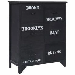 VidaXL Armoire latérale et 6 tiroirs Noir 60x30x75 cm Bois Paulownia