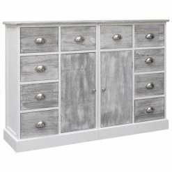 VidaXL Buffet avec 10 tiroirs Gris 113 x 30 x 79 cm Bois