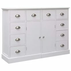 VidaXL Buffet avec 10 tiroirs Blanc 113 x 30 x 79 cm Bois
