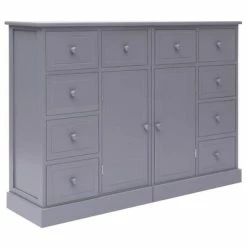 VidaXL Buffet avec 10 tiroirs Gris 113 x 30 x 79 cm Bois