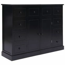 VidaXL Buffet avec 10 tiroirs Noir 113 x 30 x 79 cm Bois