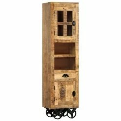 VidaXL Buffet sur roues 38x30x143 cm Bois de manguier solide brut