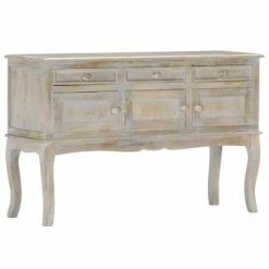 VidaXL Buffet Gris 110x35x75 cm Bois massif de manguier