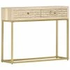 VidaXL Table console Doré 90 x 30 x 75 cm Bois de manguier massif