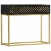 VidaXL Table console Noir et doré 90x30x75 cm Bois de manguier massif