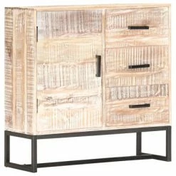 VidaXL Buffet Blanc 73x30x75 cm Bois d'acacia massif