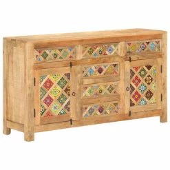 VidaXL Buffet avec carreaux de céramique 140x40x80 cm Bois de manguier
