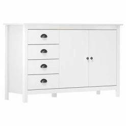 VidaXL Buffet Hill Range Blanc 130x40x80 cm Bois de pin solide