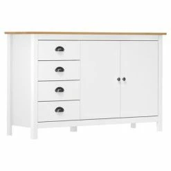 VidaXL Buffet Hill Range Blanc 130x40x80 cm Bois de pin solide