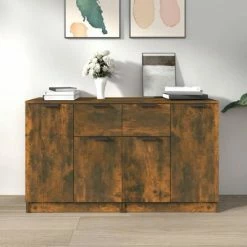 VidaXL Buffets 2 pcs Chêne fumé 60x30x70 cm Bois d'ingénierie -Buffets & bahuts Soldes image 1 3115817