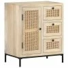 VidaXL Buffet 60x35x70 cm Bois de manguier massif et canne naturelle