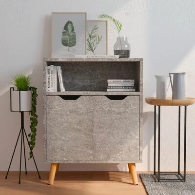 VidaXL Buffet Gris béton 60x30x72 cm Aggloméré 2 VidaXL Buffet Gris béton 60x30x72 cm Aggloméré – Image 2