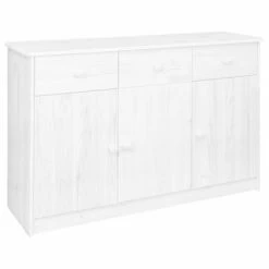 VidaXL Buffet 3 tiroirs Blanc 113x35x73 cm Bois de pin massif