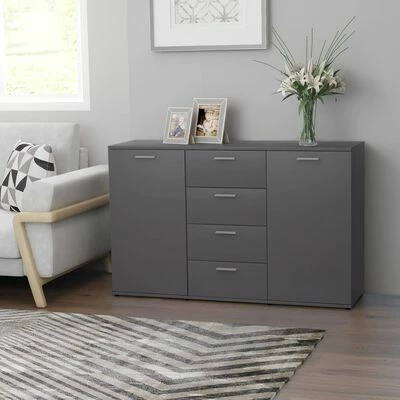 VidaXL Buffet Gris 120x35,5x75 cm Aggloméré 2 VidaXL Buffet Gris 120x35,5x75 cm Aggloméré – Image 2