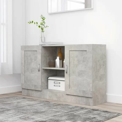 VidaXL Buffet Gris béton 120x30,5x70 cm Aggloméré 2 VidaXL Buffet Gris béton 120x30,5x70 cm Aggloméré – Image 2