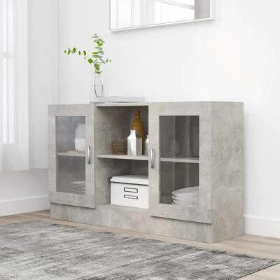 VidaXL Armoire à vitrine Gris béton 120x30,5x70 cm Aggloméré 2 VidaXL Armoire à vitrine Gris béton 120x30,5x70 cm Aggloméré – Image 2