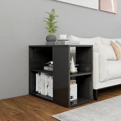 VidaXL Armoire latérale Gris brillant 60x30x50 cm Aggloméré 2 VidaXL Armoire latérale Gris brillant 60x30x50 cm Aggloméré – Image 2