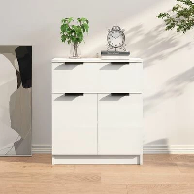 VidaXL Buffet Blanc brillant 60x30x70 cm Bois d'ingénierie 2 VidaXL Buffet Blanc brillant 60x30x70 cm Bois d'ingénierie – Image 2