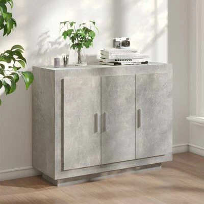 VidaXL Buffet Gris béton 92x35x75 cm Bois d'ingénierie 2 VidaXL Buffet Gris béton 92x35x75 cm Bois d'ingénierie – Image 2