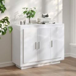 VidaXL Buffet Blanc brillant 92x35x75 cm Bois d'ingénierie -Buffets & bahuts Soldes image 1 811841