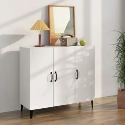 VidaXL Buffet Blanc 90x34x80 cm Bois d'ingénierie -Buffets & bahuts Soldes image 1 812501