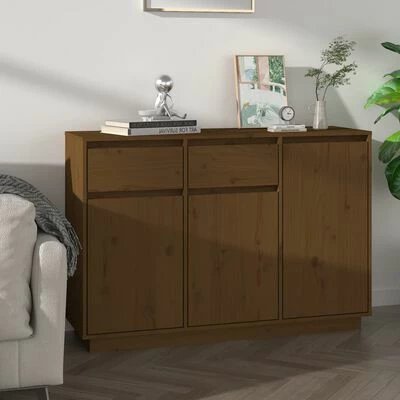 VidaXL Buffet Marron miel 110x34x75 cm Bois massif de pin 2 VidaXL Buffet Marron miel 110x34x75 cm Bois massif de pin – Image 2