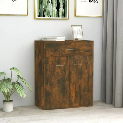 VidaXL Buffet Chêne fumé 60x30x75 cm Bois d'ingénierie 2 VidaXL Buffet Chêne fumé 60x30x75 cm Bois d'ingénierie – Image 2