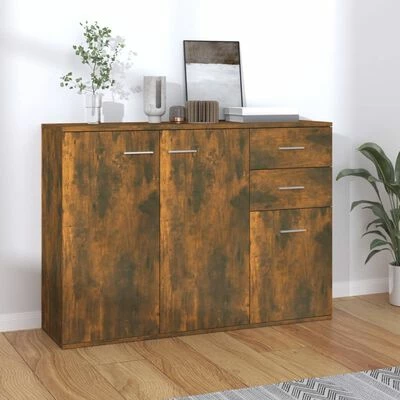 VidaXL Buffet Chêne fumé 105x30x75 cm Bois d'ingénierie 2 VidaXL Buffet Chêne fumé 105x30x75 cm Bois d'ingénierie – Image 2
