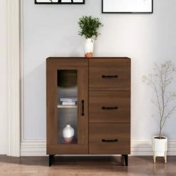 VidaXL Buffet Chêne marron 69,5x34x90 cm Bois d'ingénierie -Buffets & bahuts Soldes image 1 817368