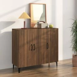 VidaXL Buffet Chêne marron 90x34x80 cm Bois d'ingénierie -Buffets & bahuts Soldes image 1 817464