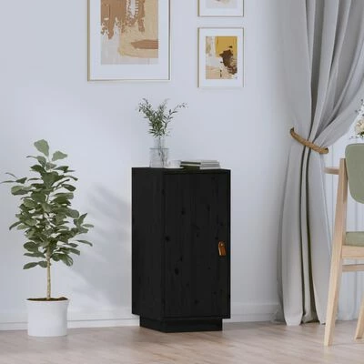 VidaXL Buffet Noir 34x40x75 cm Bois massif de pin 2 VidaXL Buffet Noir 34x40x75 cm Bois massif de pin – Image 2