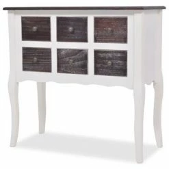 VidaXL Armoire de console 6 tiroirs Marron et blanc Bois