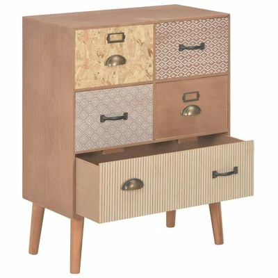 VidaXL Buffet avec 5 tiroirs Marron 60 x 30 x 78 cm MDF 2 VidaXL Buffet avec 5 tiroirs Marron 60 x 30 x 78 cm MDF – Image 2