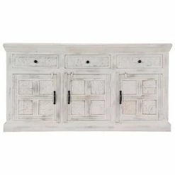 VidaXL Buffet Blanc 140 x 40 x 74 cm Bois de manguier massif -Buffets & bahuts Soldes image 2 249870