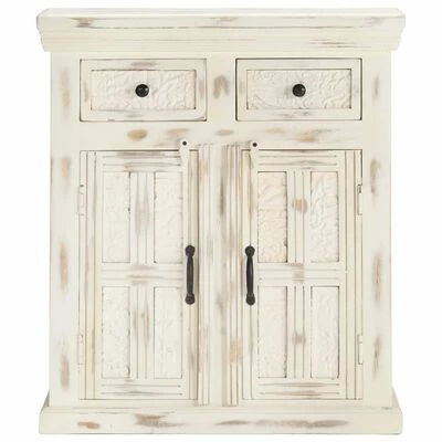 VidaXL Buffet Blanc 65 x 30 x 75 cm Bois de manguier massif 2 VidaXL Buffet Blanc 65 x 30 x 75 cm Bois de manguier massif – Image 2