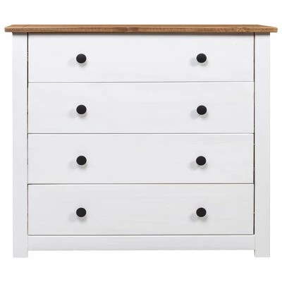 VidaXL Armoire latérale Blanc 80x40x73 cm Pin Assortiment Panama 2 VidaXL Armoire latérale Blanc 80x40x73 cm Pin Assortiment Panama – Image 2