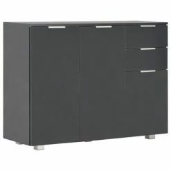 VidaXL Buffet Noir brillant 107 x 35 x 76 cm