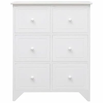 VidaXL Armoire latérale et 6 tiroirs Blanc 60x30x75 cm Bois Paulownia 2 VidaXL Armoire latérale et 6 tiroirs Blanc 60x30x75 cm Bois Paulownia – Image 2