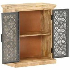 VidaXL Buffet avec portes en acier 60x35x75 cm Bois de manguier solide -Buffets & bahuts Soldes image 2 289094