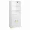 VidaXL Buffet haut Blanc brillant Bois d'ingénierie