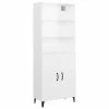 VidaXL Buffet haut Blanc brillant Bois d'ingénierie