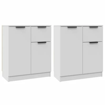 VidaXL Buffets 2 pcs Blanc 60x30x70 cm Bois d'ingénierie 1 VidaXL Buffets 2 pcs Blanc 60x30x70 cm Bois d'ingénierie