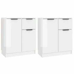 VidaXL Buffets 2 pcs Blanc Brillant 60x30x70 cm Bois d'ingénierie