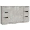 VidaXL Buffets 3 pcs Gris béton Bois d'ingénierie