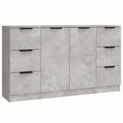 VidaXL Buffets 3 pcs Gris béton Bois d'ingénierie